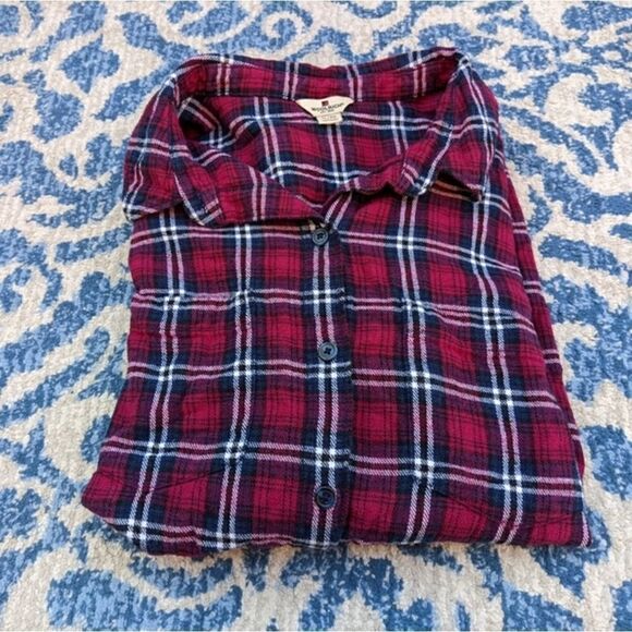 Woolwich plaid button down casual shirt berry red blue and white 100% cotton xl - Picture 10 of 11